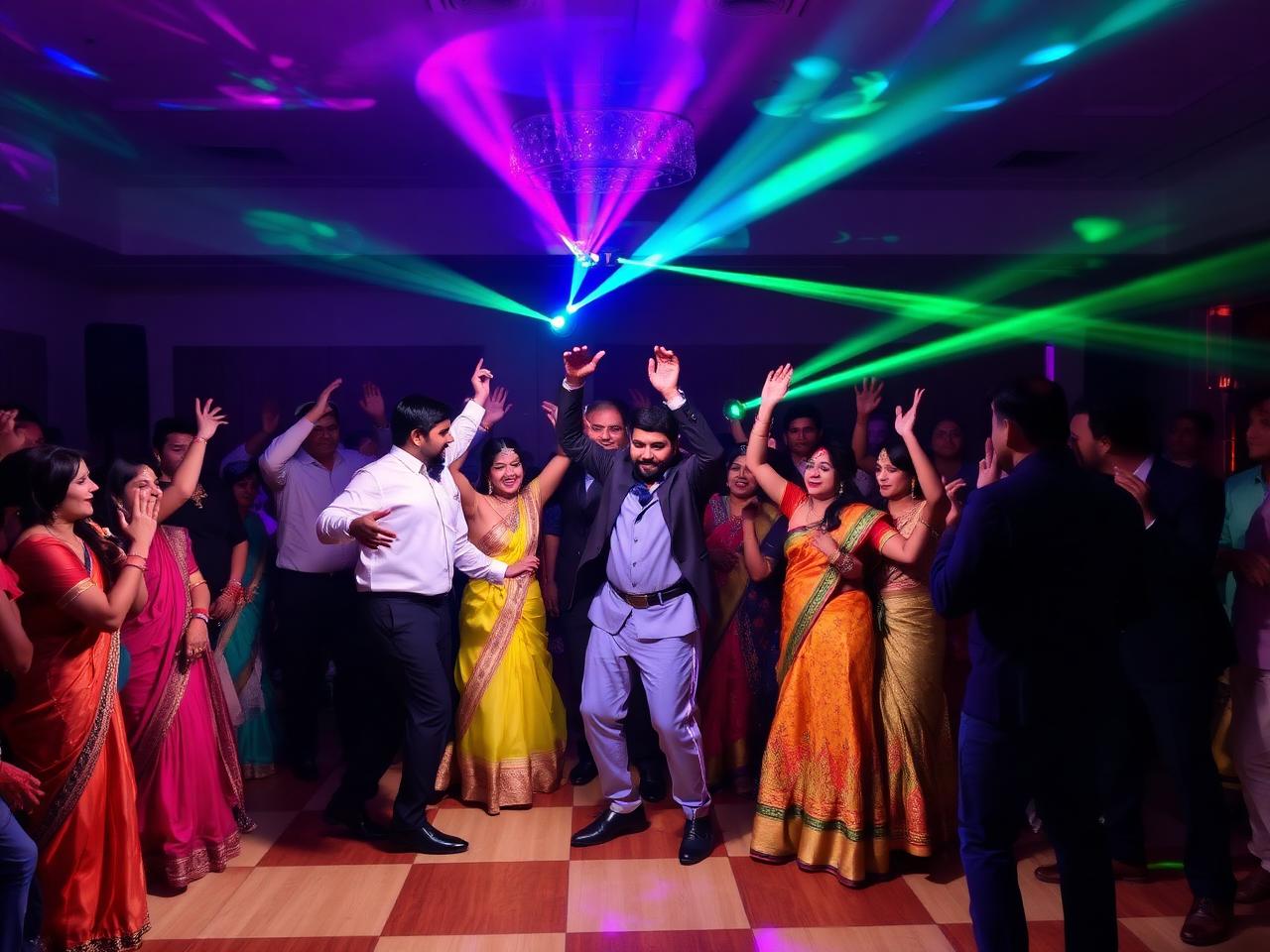 Illuminated dance floor with guests — Fluke Banquet Hall Gurgaon