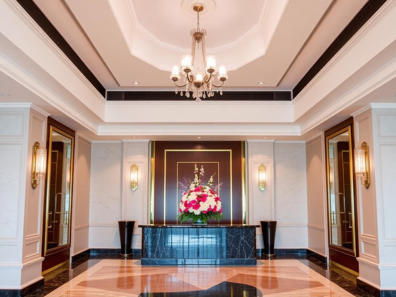 Grand marble lobby & welcome area — Fluke Banquet Hall Gurgaon